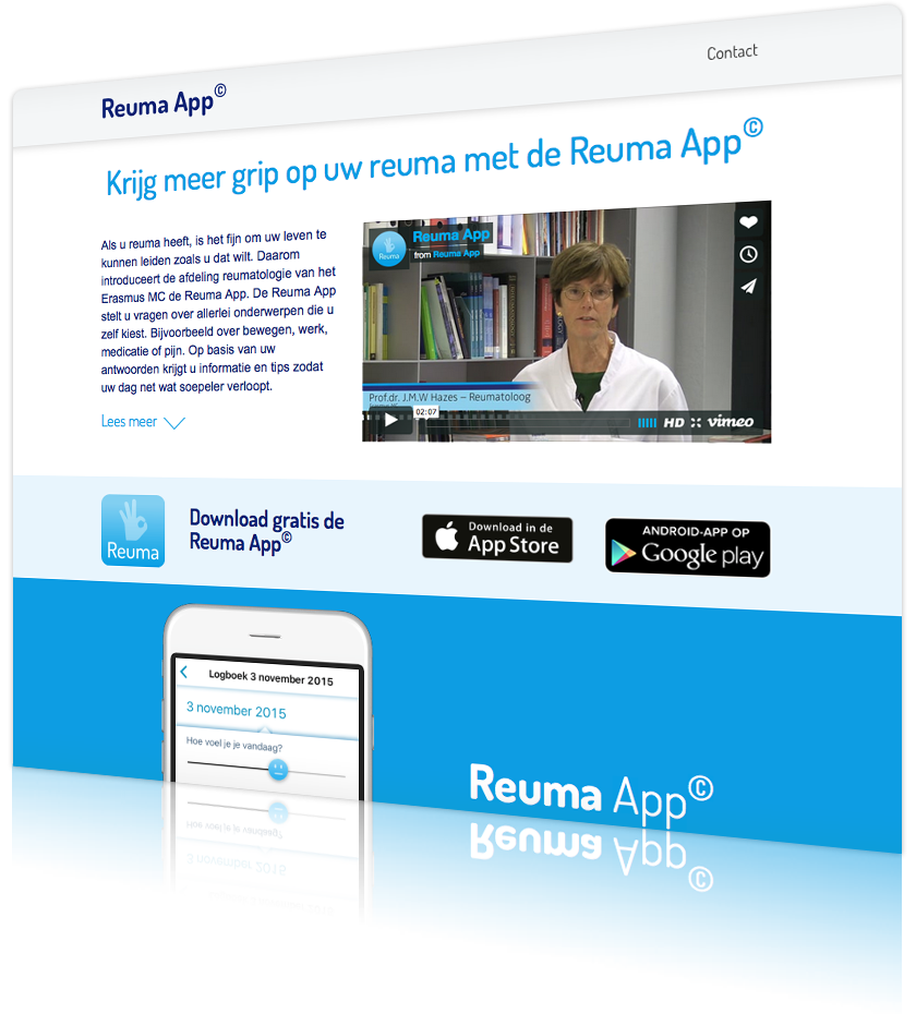 Reuma App website screenshot